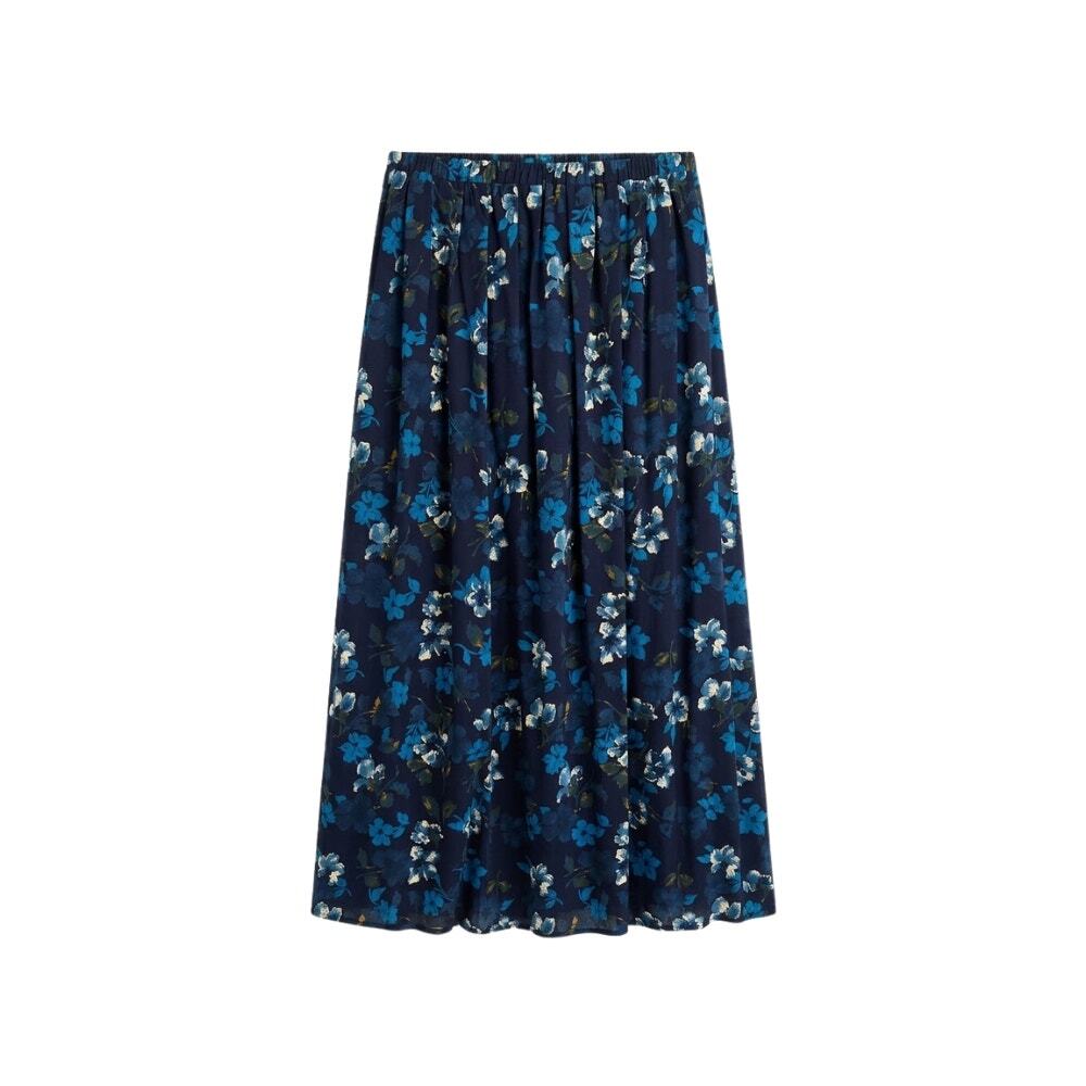 Positive Attitude Vintage Floral Pleated Midi Skirt Navy Blue Size 12